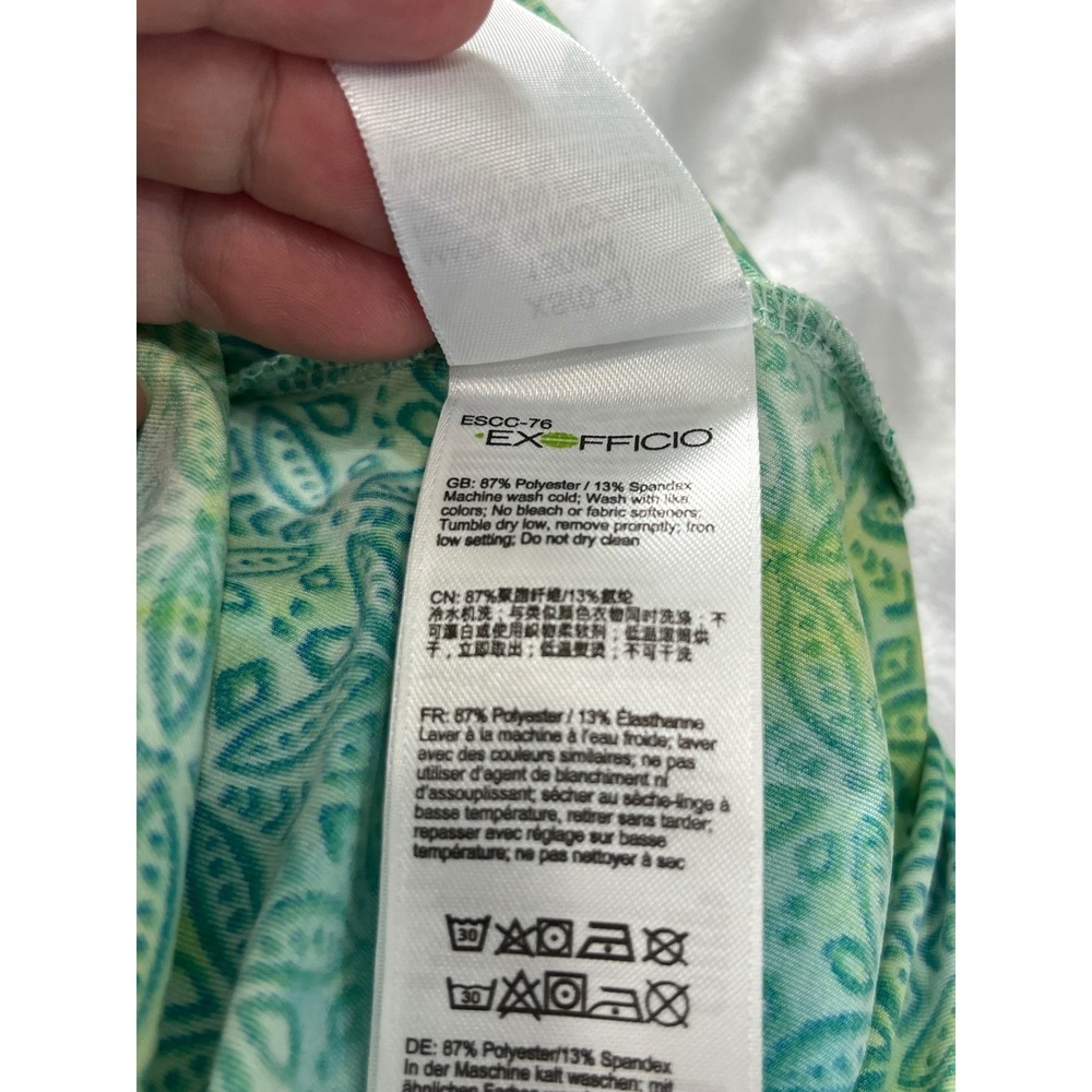 ExOfficio‎ Travel Dress Womens XS Green Excellent Geometric Quick Dry Stretch - Picture 8 of 10